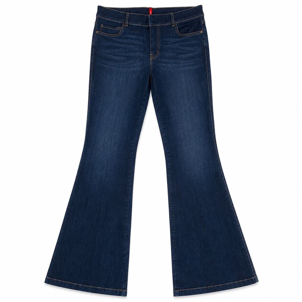 SPANX Flare Jeans Women's XL 20327R Dark Wash Pull On Shaping Stretch Denim